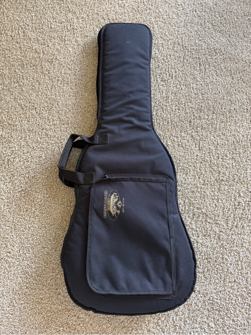 Black Padded Duffel-Style Guitar Bag with Front Pocket